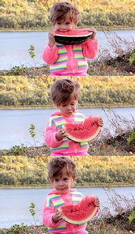 宝宝吃瓜照片模板,萌态十足！